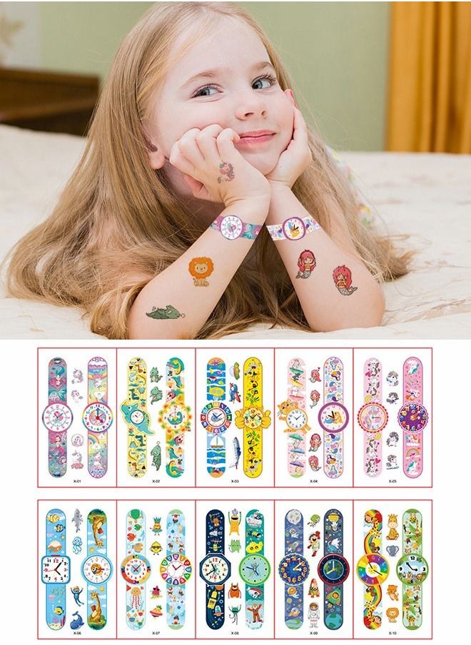 GROIC 20 Sheets Temporary Tattoos for Kids, Clock Watch Tattoos, Mixed Styles Waterproof Luminous Fake Tattoos Stickers for Party Supplies  - Image 3