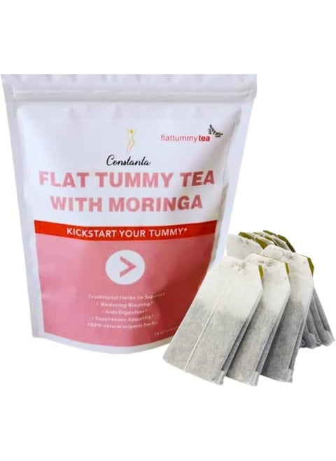Flat Tummy Tea with Moringa, Ultimate Solution for Weight Loss, Body Slimming, Bloat Reduction, Digestive Support, and Appetite Suppression
