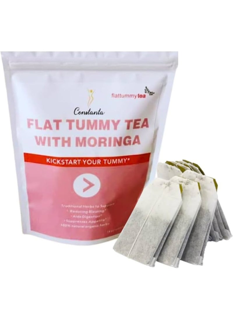 Flat Tummy Tea with Moringa, Ultimate Solution for Weight Loss, Body Slimming, Bloat Reduction, Digestive Support, and Appetite Suppression