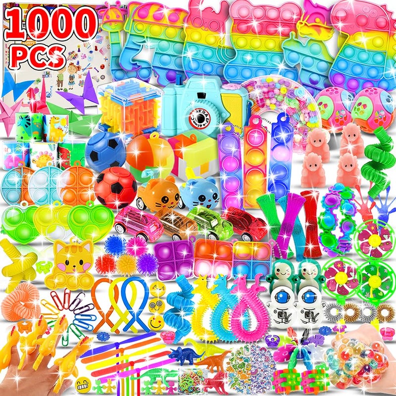 BicMan 1000pcs Party Favors Goodie Bags for Kids, Fidget Toys Pack, Stocking Pinata Stuffers, Birthday Gifts, Classroom Prize, Treasure Box, Carnival Prizes, Easter Eggs Fillers - Image 1