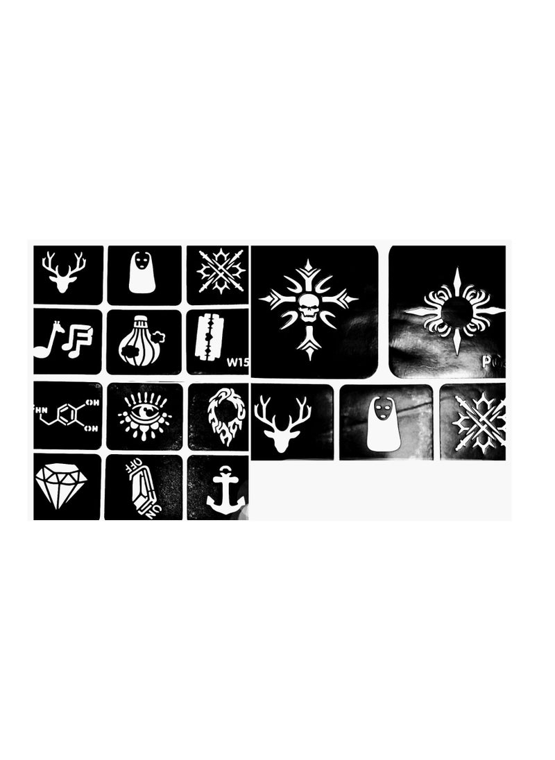 Generic Temporary tattoo ink for men, 2 colors, black and green, and 50 templates for men  - Image 2