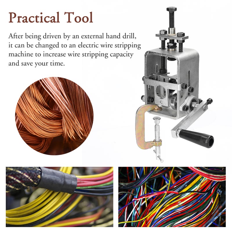 Small Manual Electric Household Wire Stripper Manual Wire Stripping Tool Copper Cable Peeling Machine with Hand Crank use with Hand Electric Drill for 2-24mm Wire - Image 5