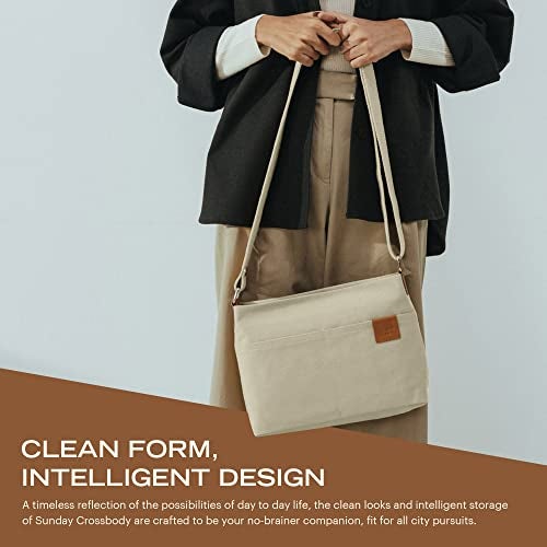 DailyObjects Unisex All Sunday Sling Crossbody Bag | Cotton Canvas Purse With Slip Pockets | Zip Closure | Storage Space For Essentials | Relaxed and Functional Shoulder Handbag | Handcrafted White - Image 3