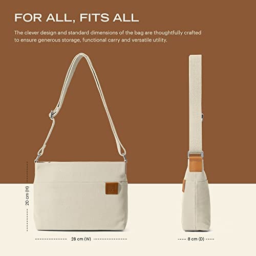 DailyObjects Unisex All Sunday Sling Crossbody Bag | Cotton Canvas Purse With Slip Pockets | Zip Closure | Storage Space For Essentials | Relaxed and Functional Shoulder Handbag | Handcrafted White - Image 4