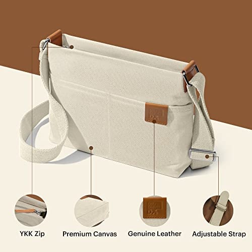 DailyObjects Unisex All Sunday Sling Crossbody Bag | Cotton Canvas Purse With Slip Pockets | Zip Closure | Storage Space For Essentials | Relaxed and Functional Shoulder Handbag | Handcrafted White - Image 2