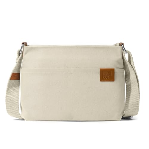 DailyObjects Unisex All Sunday Sling Crossbody Bag | Cotton Canvas Purse With Slip Pockets | Zip Closure | Storage Space For Essentials | Relaxed and Functional Shoulder Handbag | Handcrafted White - Image 1