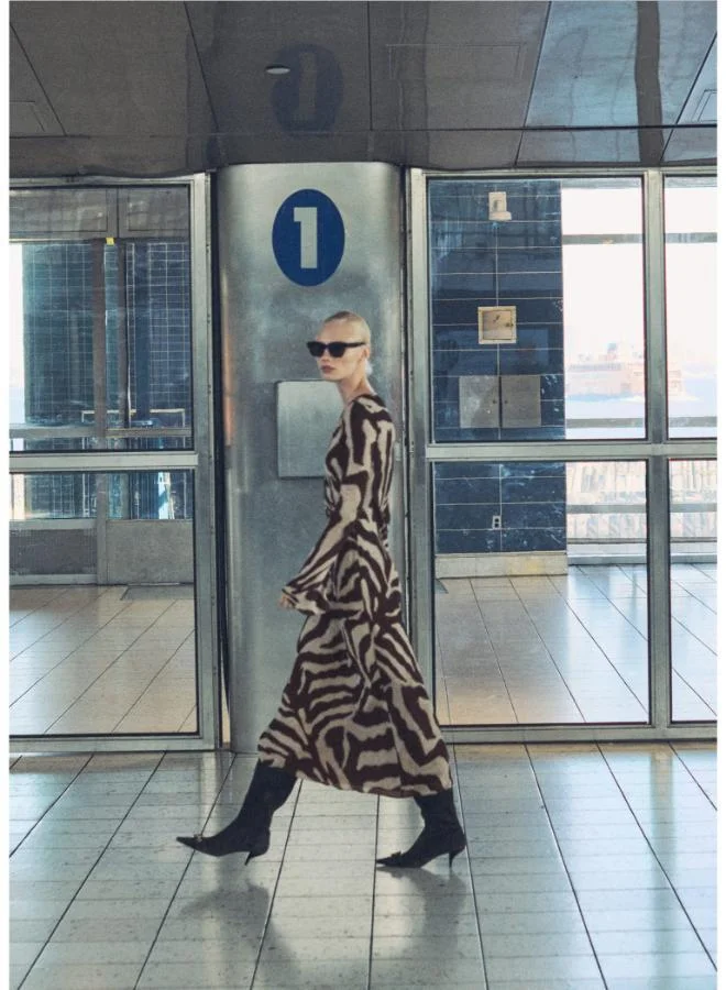 MANGO Zebra Print Midi Dress