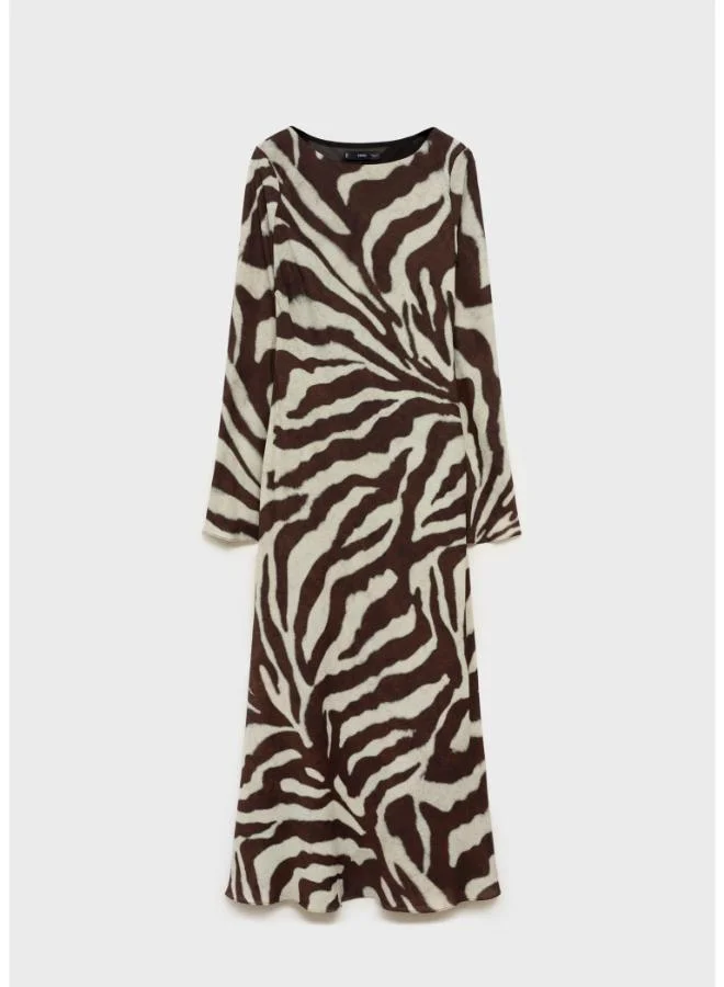 MANGO Zebra Print Midi Dress