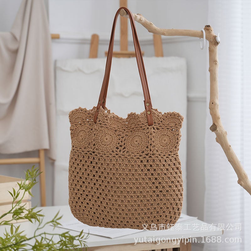 Fashion Simple Lace Cotton Rope Shoulder Bag Shopping All-Match Woven Bag Urban Niche No-Bump Commuter Bag - Image 1