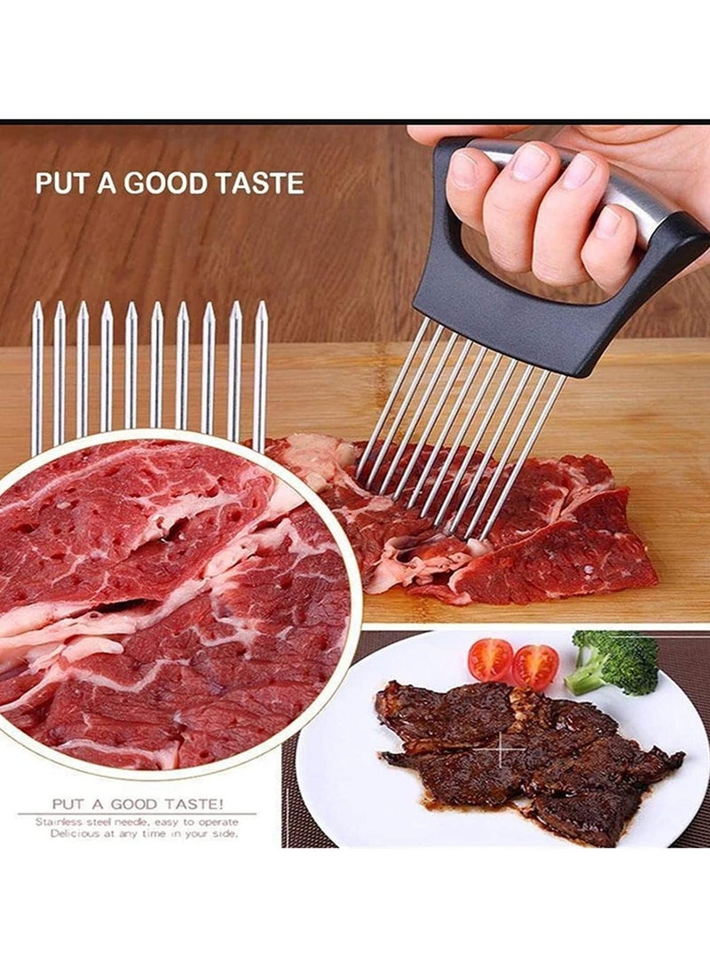 Food Slice Assistant Onion Holder Slicer - Stainless Steel Vegetable Holder Tomato Slicer Meat Slicer, Cutting Kitchen Gadget Onion Cutter,Kitchen Vegetable Slicing Aids