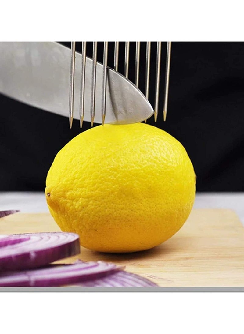 Food Slice Assistant Onion Holder Slicer - Stainless Steel Vegetable Holder Tomato Slicer Meat Slicer, Cutting Kitchen Gadget Onion Cutter,Kitchen Vegetable Slicing Aids