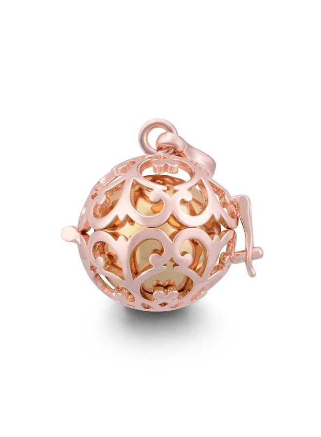 EUDORA Rose Gold Plated Lockets Pendant Necklace with 18mm Sounds Chime Ball Harmony Ball - Image 3