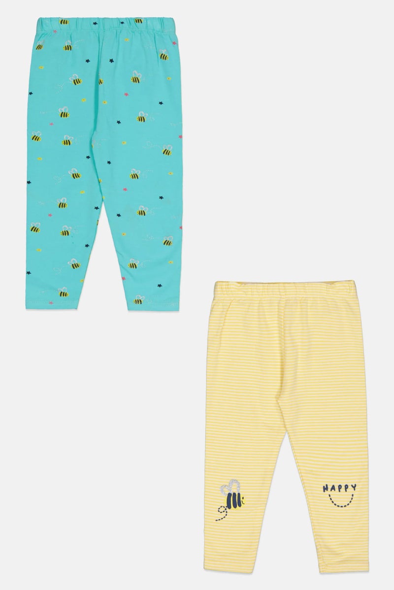 Hamleys Toddlers Girl 2 Pcs Allover Print Tights, Multicolor - Image 2