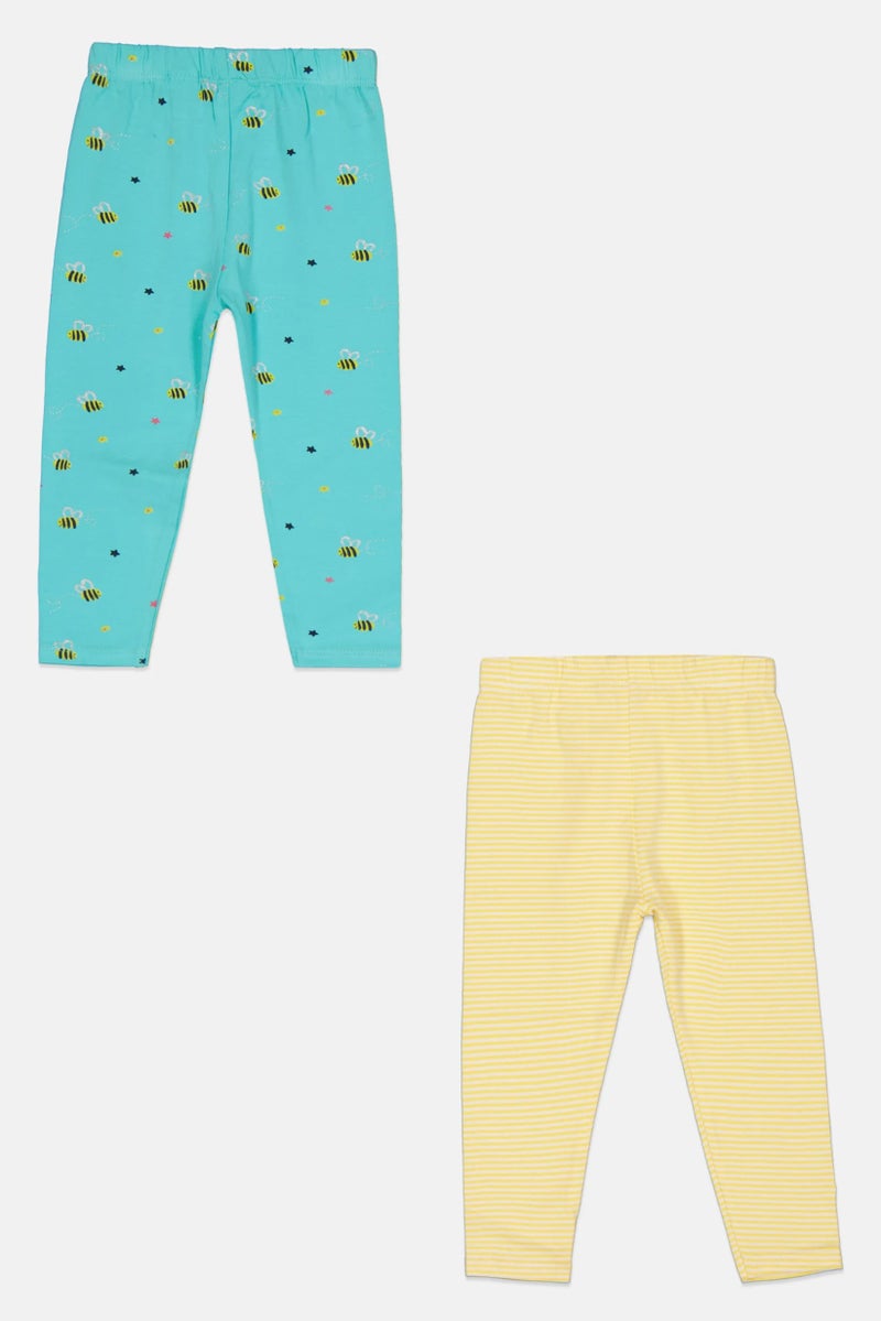 Hamleys Toddlers Girl 2 Pcs Allover Print Tights, Multicolor - Image 3