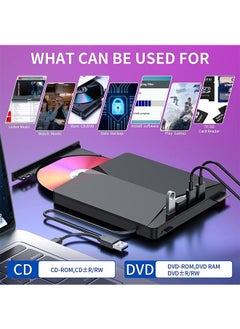 Garlo External CD/DVD Drive for Laptop, 7 in 1 USB 3.0 DVD Player Portable CD/DVD Burner, CD ROM External DVD Drive for Laptop Compatible with Laptop Desktop PC Windows 11/10/8/7 Linux Mac OS  - Image 3