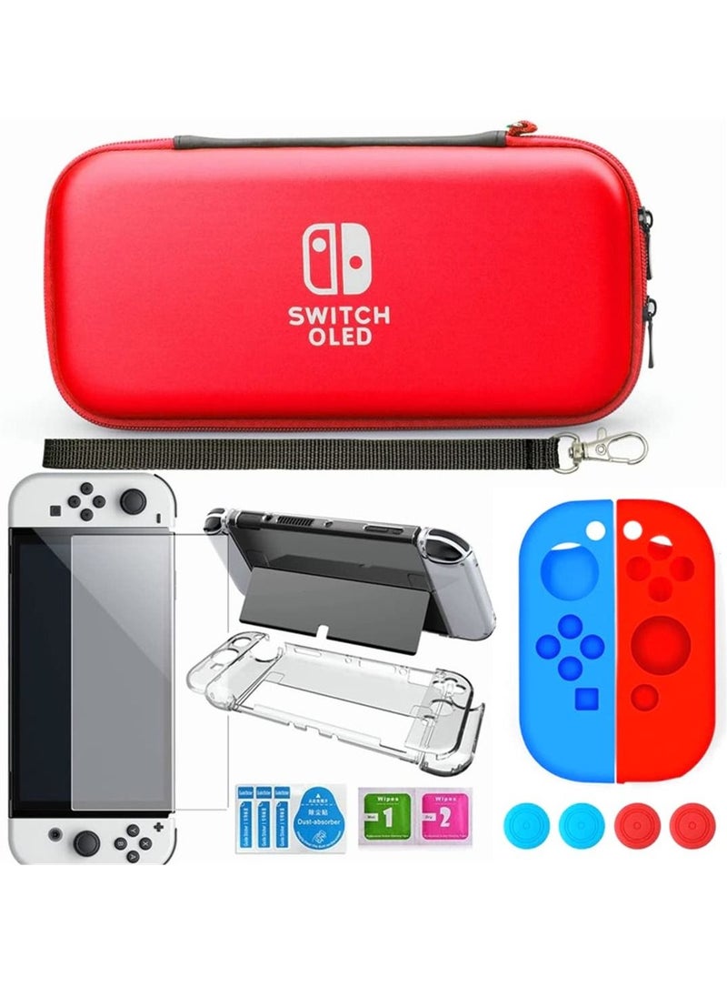 KASTWAVE Carrying Case Compatible with Switch OLED Accessories Bundle with Screen Protector Clear Cover for OLED Game Console  - Image 1