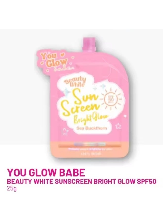 جلو أنت تتألق حبيبة! واقي شمس بياض جمالي بتألق SPF50 مع زيت نبق البحر - عبوة توين 2x25 جرام - Image 2