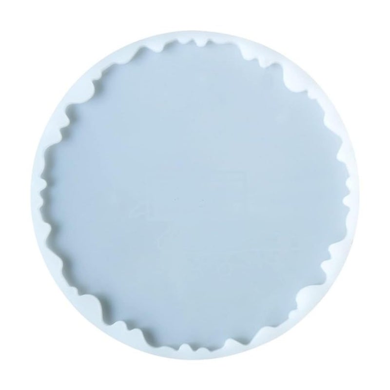 Rêvées Clive 8-Inch Silicone Resin Tray Mold - Deep Zig Zag Round Dish for DIY Faux Agate Serving Tray, Coaster, and Home Decor - Epoxy Resin Casting Mold with Edge - Image 1