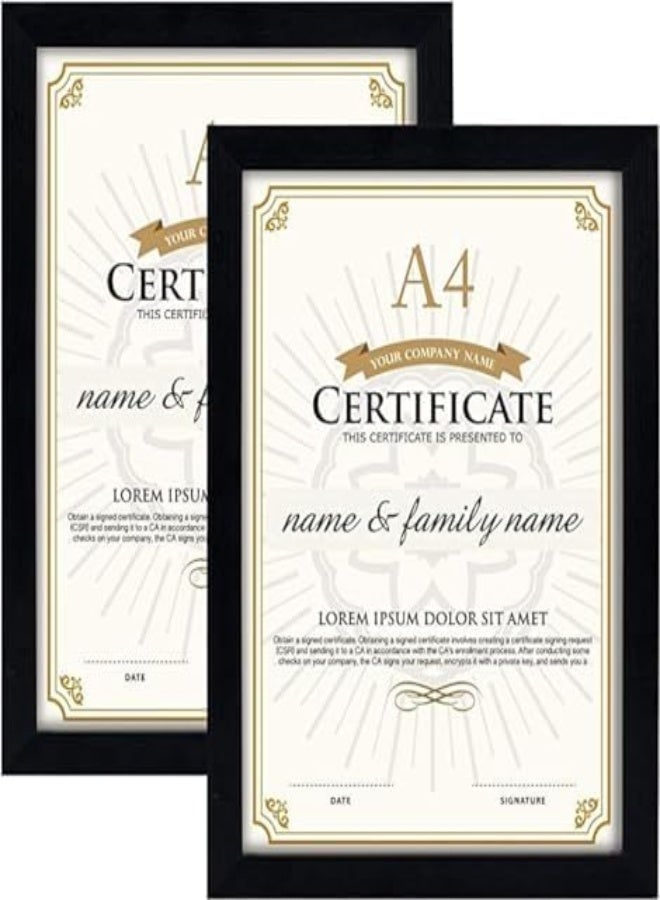 Akdc Certificate Documents Pictures White/Black Frame 28X10.2Cm  Office Room A4 [Pack Of 2] (Black) - Image 1