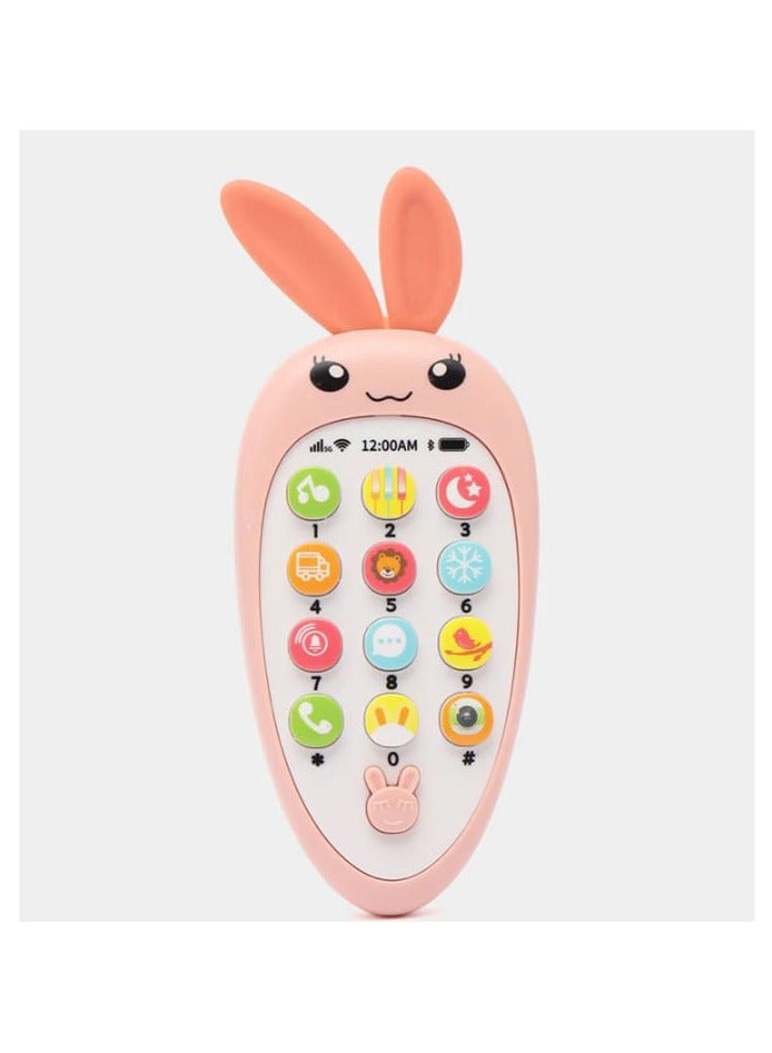 Baby Music Phone Toy with Simulation Teether Phone Baby Rabbit Design Early Educational Toy (Baby Pink) - Image 2