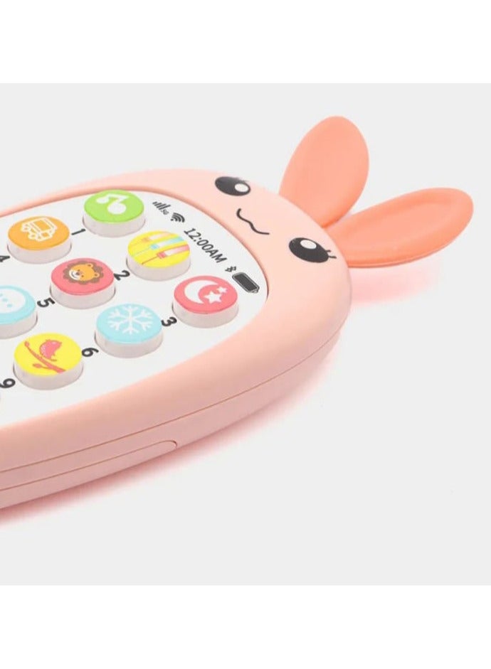 Baby Music Phone Toy with Simulation Teether Phone Baby Rabbit Design Early Educational Toy (Baby Pink) - Image 3