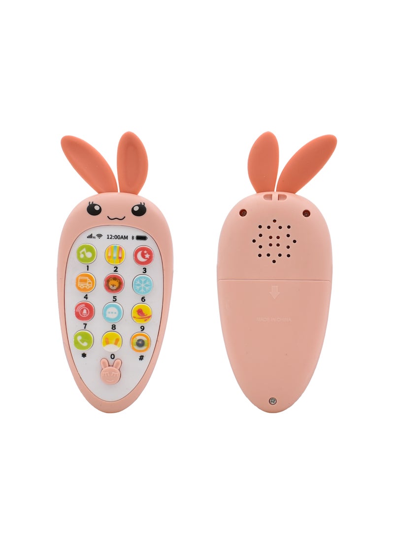 Baby Music Phone Toy with Simulation Teether Phone Baby Rabbit Design Early Educational Toy (Baby Pink) - Image 5