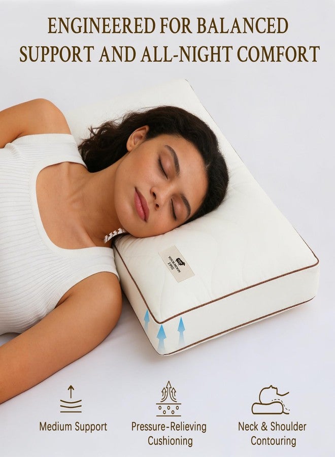 YOUR MOON Natural Wool Pillow Standard Size, Medium Support Bed Pillows for Sleeping, Premium Australian Wool Filling with 100% Cotton Cover, Down Alternative Pillows (Off White) - Image 5
