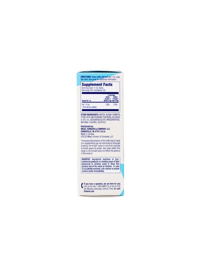 Enfamil - Enfamil Fer-In-Sol Iron Supplement Drops for Infants & Toddlers, Supports Brain Development, 50 mL Dropper Bottle, Pack of 2 - Image 1