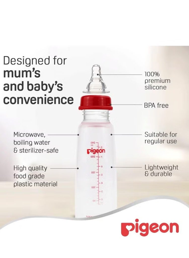 بيجون زجاجة بلاستيكية برقبة رفيعة وغطاء أبيض وحلمة من السيليكون فائقة النعومة مضادة للمغص وخالية من مادة BPA وBPS سعة 240 مل متنوعة - Image 3