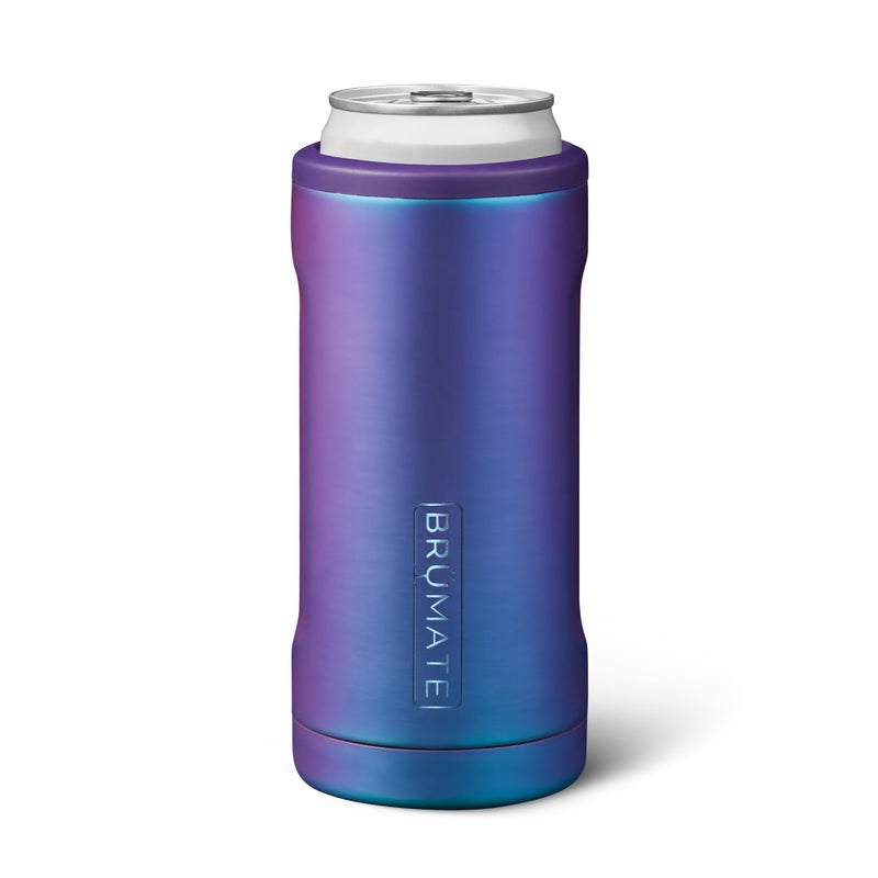 BrMate Hopsulator Slim Can Cooler Insulated for 12oz Slim Cans Skinny Can Insulated Stainless Steel Drink Holder for Hard Seltzer Beer Soda and Energy Drinks Dark Aura
