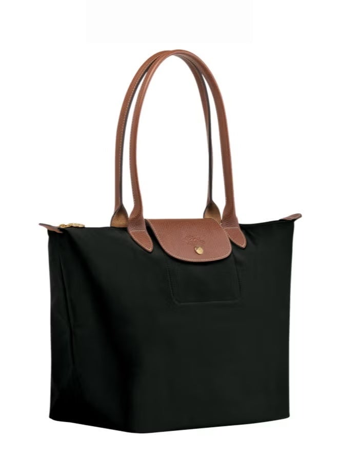 Longchamp Large Capacity Nylon Storage Carry Bag with Leather Trim, Zipper Multi-purpose Tote for Sports Gear Outdoor Play Toys Storage, Black - Image 4