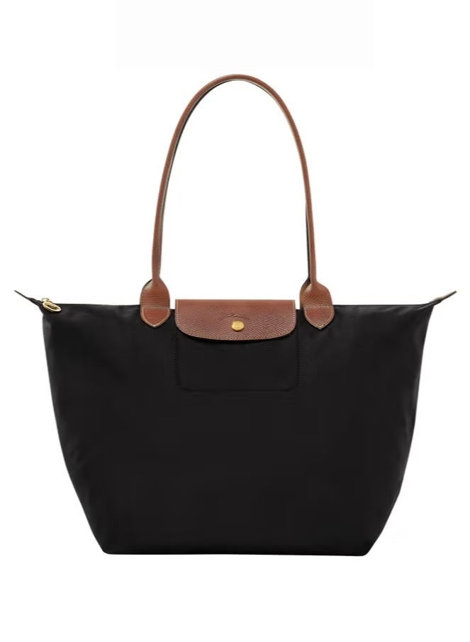 Longchamp Large Capacity Nylon Storage Carry Bag with Leather Trim, Zipper Multi-purpose Tote for Sports Gear Outdoor Play Toys Storage, Black - Image 3