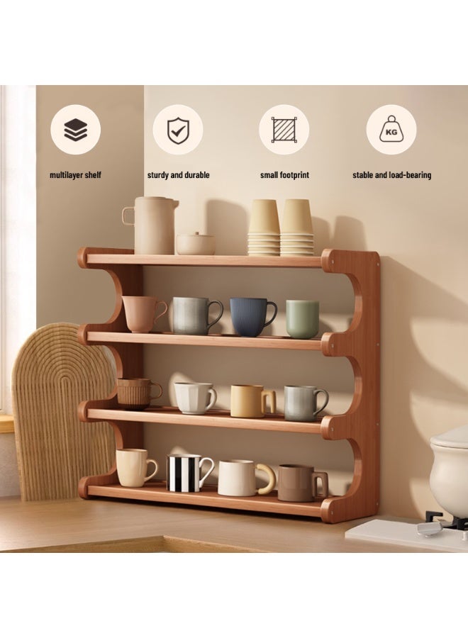 Sinyin 4 Tier Wooden Bookshelf Desktop Storage Shelf Modern Bookcase Display Rack Organizer for Living Room Bedroom Office Study Room Home Furniture Brown - Image 2