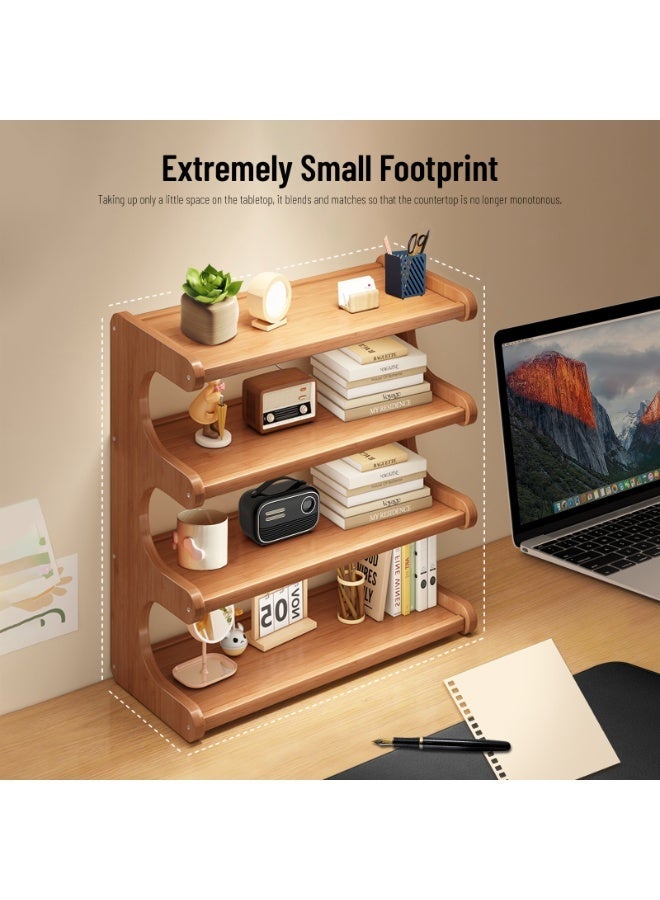 Sinyin 4 Tier Wooden Bookshelf Desktop Storage Shelf Modern Bookcase Display Rack Organizer for Living Room Bedroom Office Study Room Home Furniture Brown - Image 4