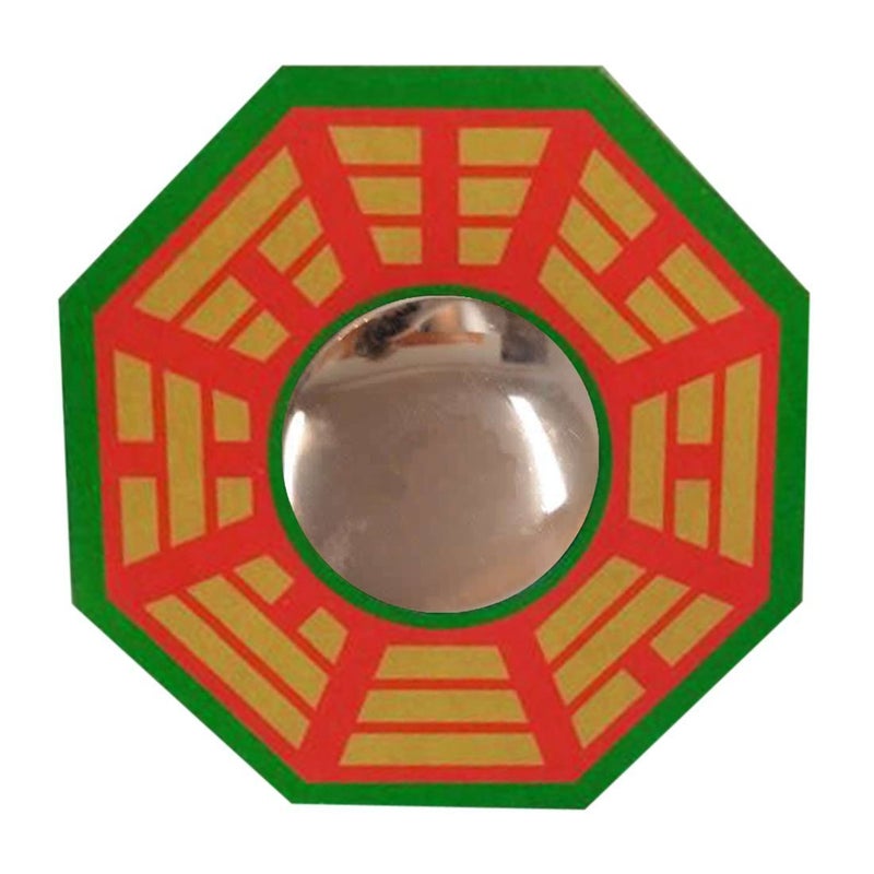HARDIK @HOME CREATION HARDIK HOME CREATION Feng Shui Chinese Convex Glass Vastu BaguaPa KUA Mirror for Positivechi Energy Pakwa Octagon Front WallDoor Decor for Protection Octagonal Framed - Image 1