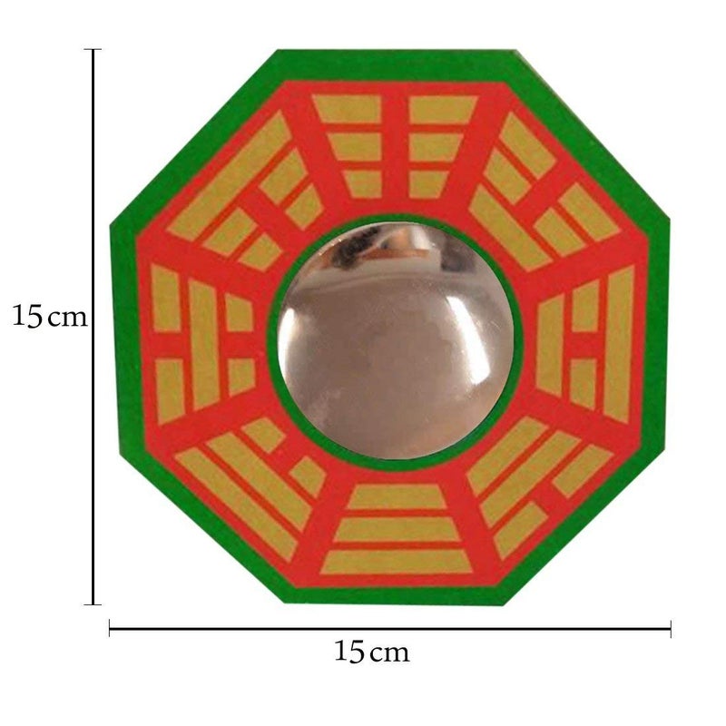HARDIK @HOME CREATION HARDIK HOME CREATION Feng Shui Chinese Convex Glass Vastu BaguaPa KUA Mirror for Positivechi Energy Pakwa Octagon Front WallDoor Decor for Protection Octagonal Framed - Image 2