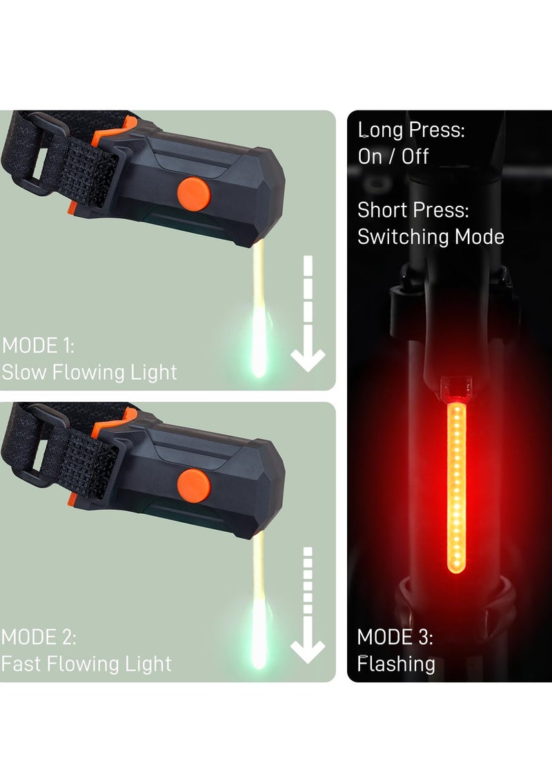 Bike Tail Light, USB Rechargeable, LED Bike Rear Light, 3 Modes ,Red Flowing Taillight, Water Resistant, Cycling Rear Light for Any Type of Seatpost (Red Light)