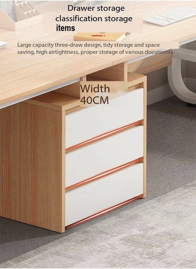 Multifunction Modern Design 2-Person Double-Seat Study Table Home Office Laptop Computer Desk Writing Workstation Desk with Storage Drawers for Bedroom Living Room Offices 240x48x73 cm