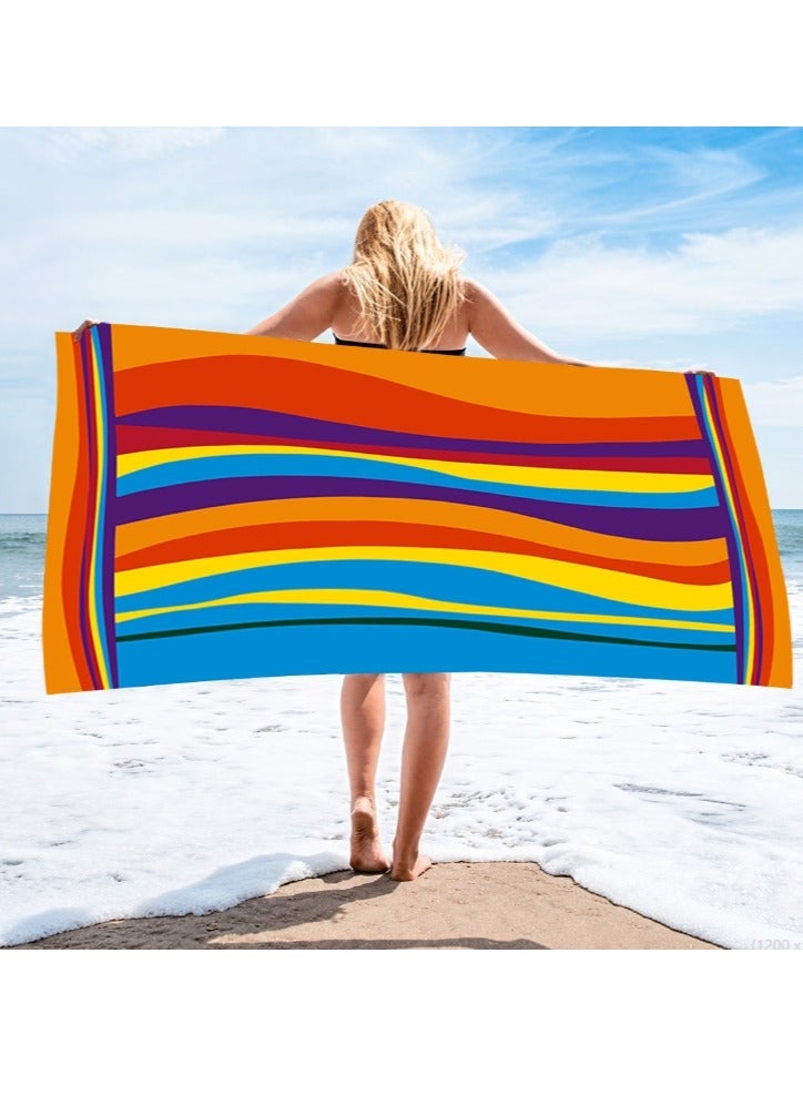 الواحة-TH منشفة شاطئ، 160 × 80 سم، منشفة شاطئ خفيفة الوزن من الألياف الدقيقة للبالغين والأطفال، خالية من الرمال وسريعة الجفاف وفائقة الامتصاص مناشف كبيرة للسباحة وحمام السباحة والتخييم واليوغا والتمرين والسفر - Image 1