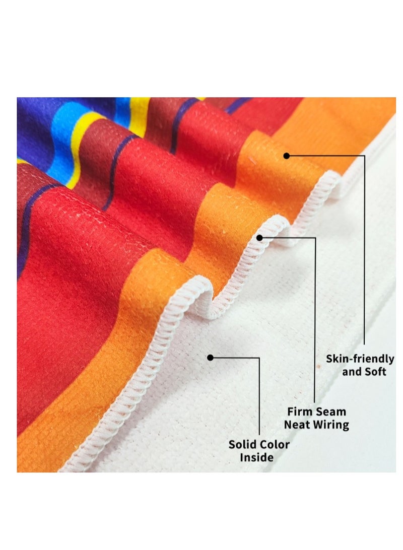 الواحة-TH منشفة شاطئ، 160 × 80 سم، منشفة شاطئ خفيفة الوزن من الألياف الدقيقة للبالغين والأطفال، خالية من الرمال وسريعة الجفاف وفائقة الامتصاص مناشف كبيرة للسباحة وحمام السباحة والتخييم واليوغا والتمرين والسفر - Image 2