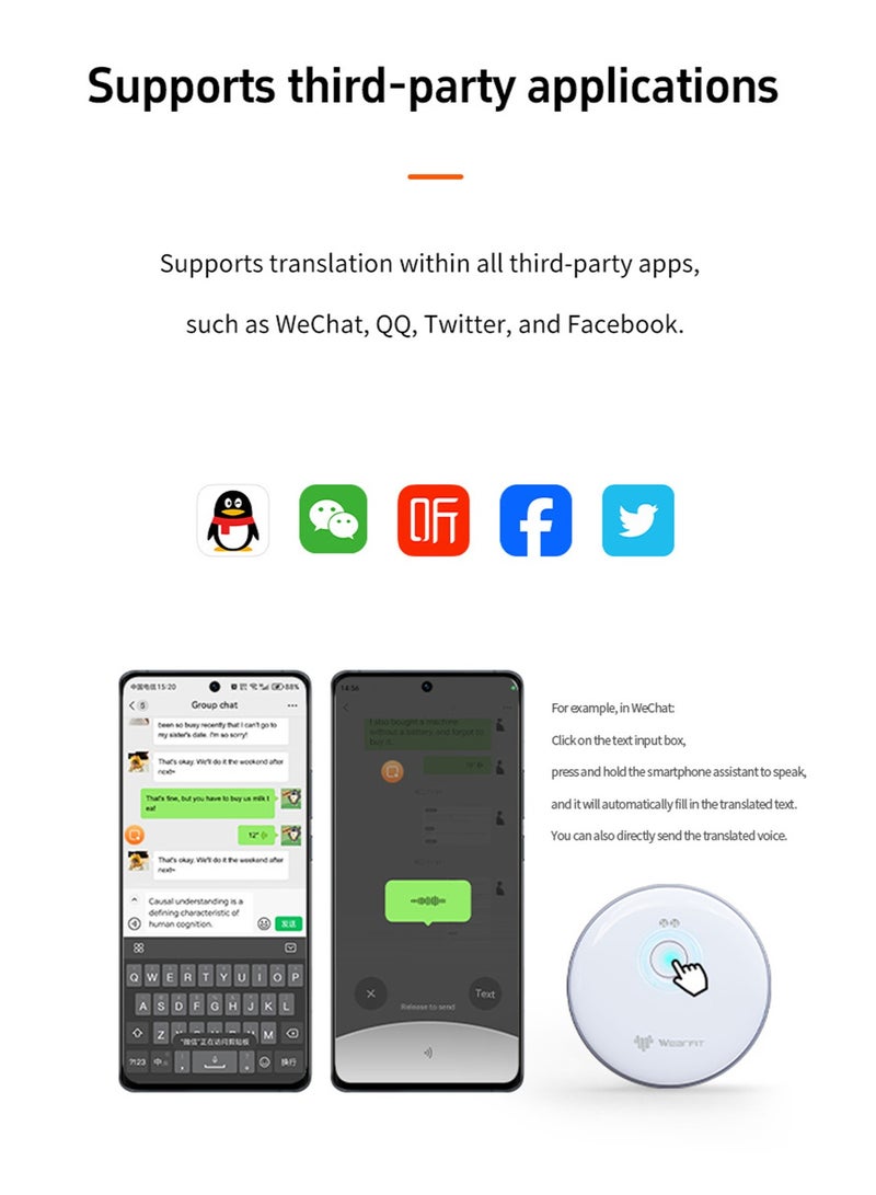 AI102 Portable AI Voice Translator 136 Languages, Bluetooth 5.4 Real-Time Translation Device with Simultaneous Interpretation & Recording, 6 Days Battery Life, Fast Charging - Image 2