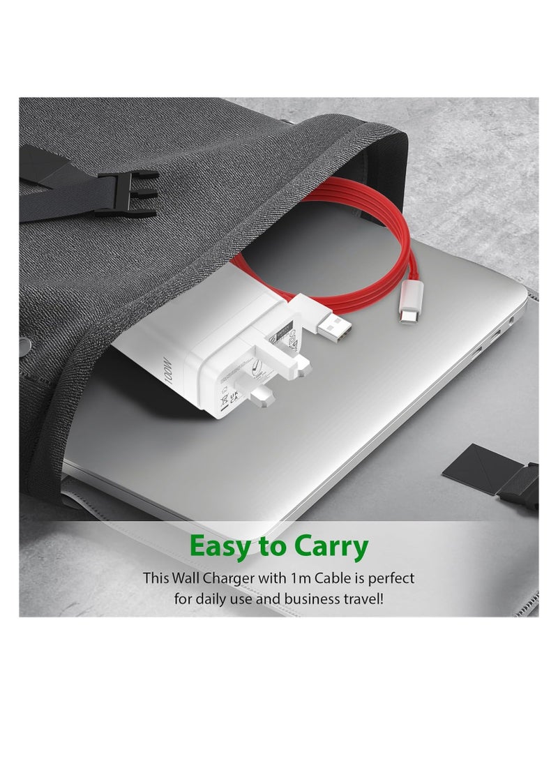 محول شاحن وارب سوبر فوك بقوة 100 واط لهواتف أوبو رينو 15/14/13/12/11/10/9/8 A79/A78/A77/A58/A57/A56/A55 وهواتف ريلمي الذكية، شاحن حائط سريع مع كابل USB C بطول 3.3 قدم - Image 4