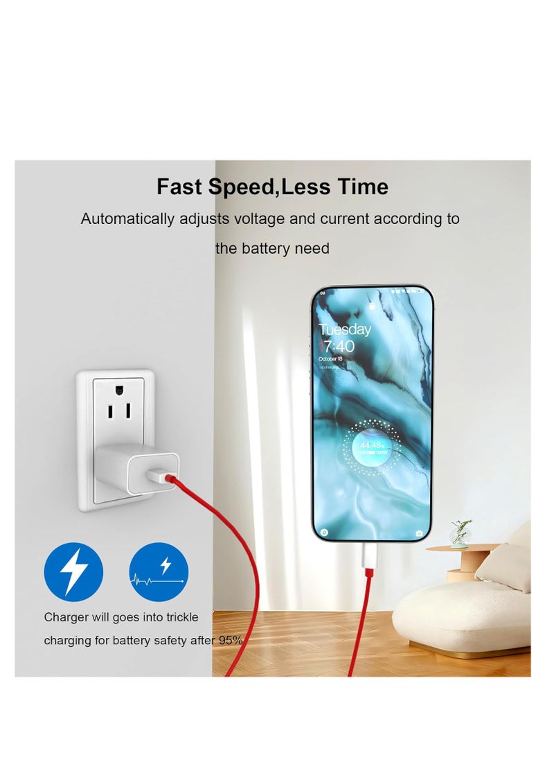 100W Supervooc Warp Charger Power Adapter for Oppo Reno 12/11/10/9/8 A79/A78/A77/A58/A57/A56/A55 and Realme Smart Phone, Fast Wall Charger Adapter with 3ft USB C Cable