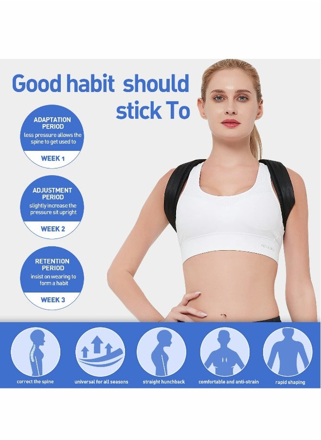 Generic Back Correction Strap, Adjustable Posture Corrector Spine Straightener for Relief of Neck Shoulder Pain Develop Good Seated Standing for Men Women Elderly Teens (Black, S)  - Image 5