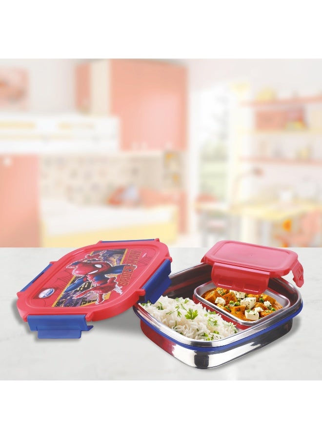 JOYO حزمة غداء صغيرة من الفولاذ المقاوم للصدأ JOYO True Food سعة 550 مل مع علبة غداء دابي 80 مل علبة غداء مع قفل ضغط مثالية للمدرسة أو الكلية أو المكتب مارفل سبايدرمان - Image 5