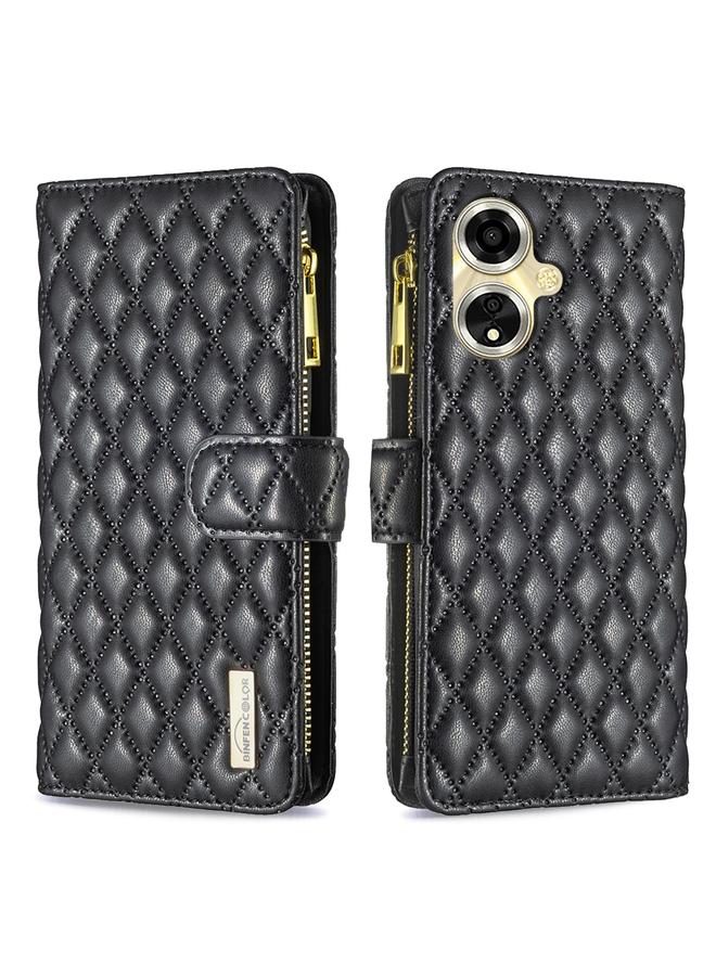 S-TOP Case For OPPO A59 5G Diamond Lattice Zipper Wallet Leather Flip Phone Case - Image 1