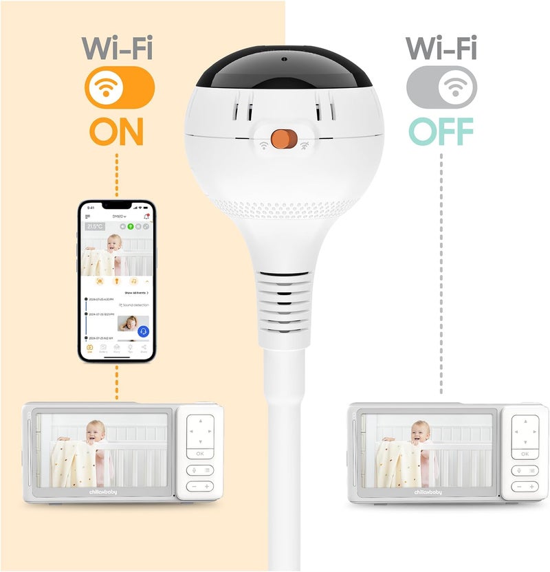 Chillax Baby Monitor Baby Mood Plus5inch 1080p HD Camera WiFi Baby Monitorwith Sleep Trainer  Mood Light SootherFlexible Gooseneck and 360Pan ViewAccessible via Phone App and Nursery Features - Image 5