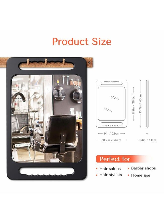 TASALON Unbreakable Hand Mirror with Double Handle - Large Handheld Barber Mirror for Hair and beauty Salon - Durable Hand Held Mirrors for barbershop - Lightweight Haircut Mirror with Double Handgrip  - Image 3
