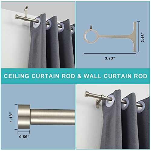 Lwiiom 2-Pack Curtain Rod for Windows 28-48",Adjustable Window Curtain Rods with Premium Aluminum End Cap Finials and Full Surround Brackets,3/4"(0.062Feet) Diameter,Brushed Nickel Drapery Rods for Curtains - Image 3