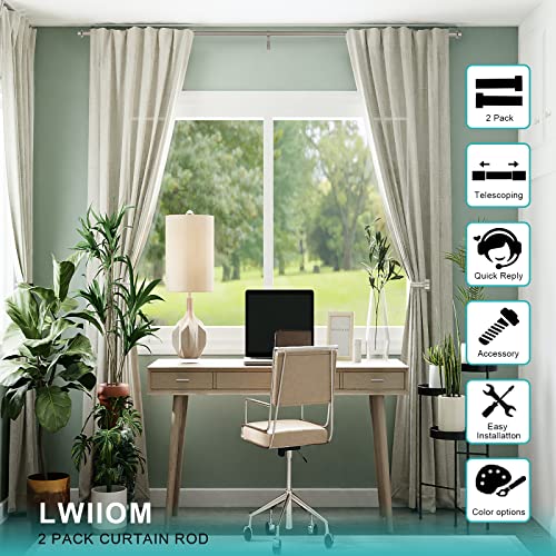 Lwiiom 2-Pack Curtain Rod for Windows 28-48",Adjustable Window Curtain Rods with Premium Aluminum End Cap Finials and Full Surround Brackets,3/4"(0.062Feet) Diameter,Brushed Nickel Drapery Rods for Curtains - Image 4